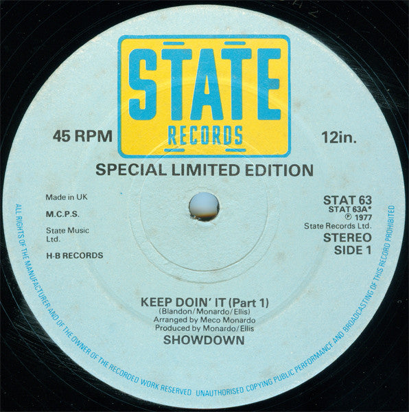 Showdown (3) : Keep Doin' It (Part 1) (12", Ltd)