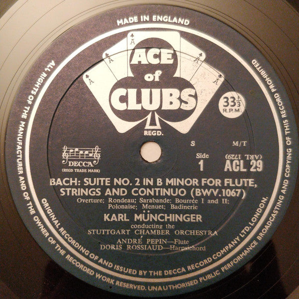 Stuttgarter Kammerorchester Conducted By Karl Münchinger / Johann Sebastian Bach : Suite No. 2 / Suite No. 3 (LP, Mono)