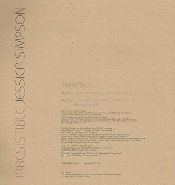 Jessica Simpson : Irresistible (12", Promo)
