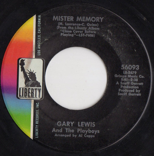 Gary Lewis & The Playboys : Rhythm Of The Rain / Mister Memory (7", Single)