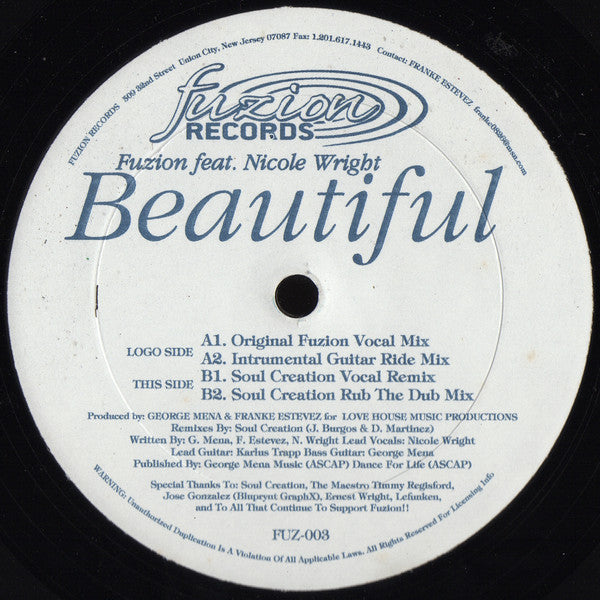 Fuzion Feat. Nicole Wright : Beautiful (12")