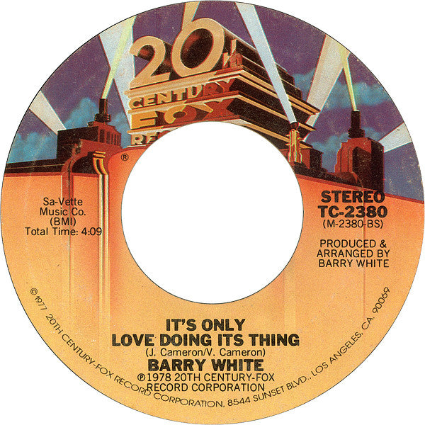 Barry White : Your Sweetness Is My Weakness (7", Single, Styrene, Pit)