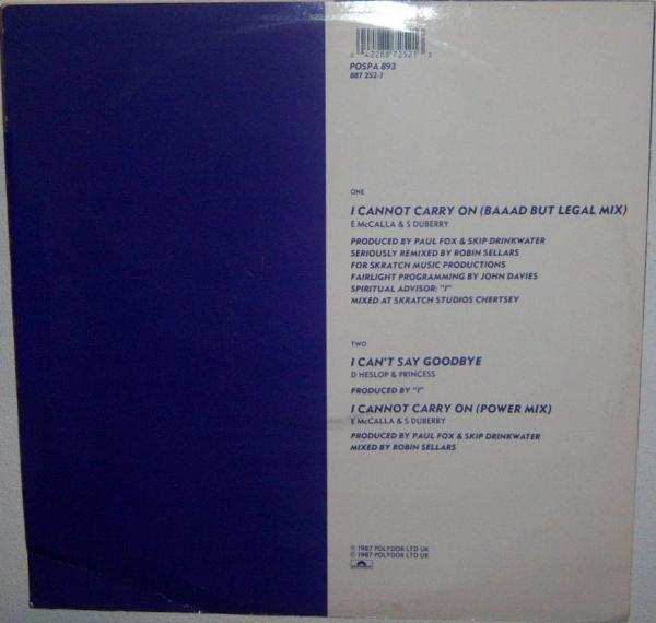 Princess : I Cannot Carry On (12", Single)
