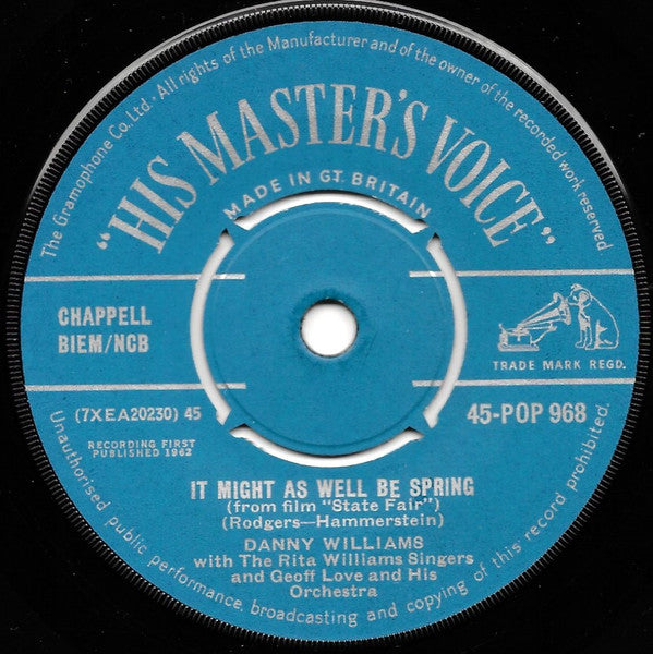 Danny Williams : Jeannie / It Might As Well Be Spring (7", Single)