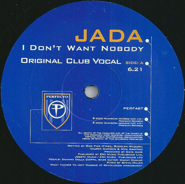 Jada : I Don't Want Nobody (12", Maxi)