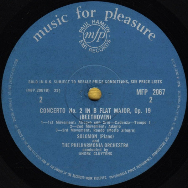 Solomon (6), Philharmonia Orchestra / Herbert Menges & André Cluytens - Ludwig Van Beethoven : Piano Concertos 1 & 2 (LP, Mono)