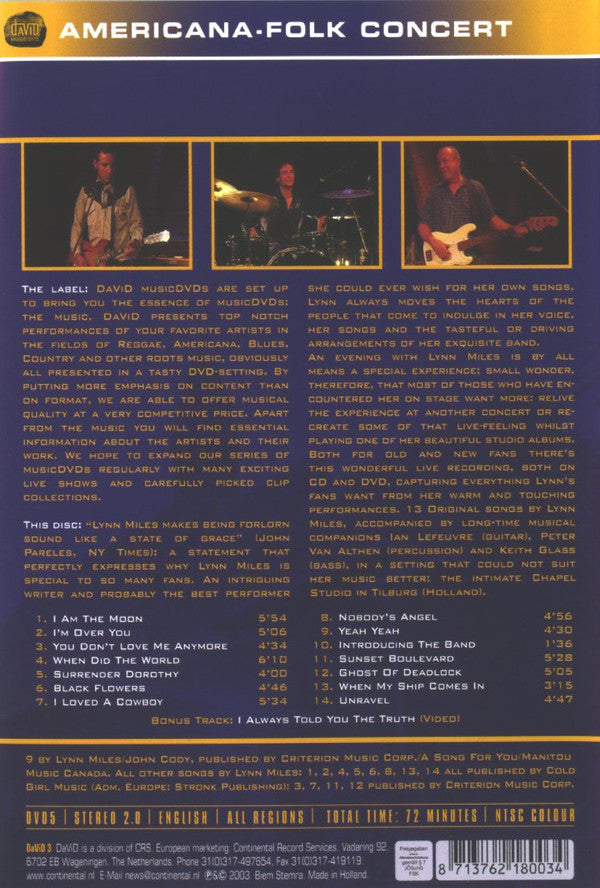 Lynn Miles : Live At The Chapel (DVD-V, NTSC)