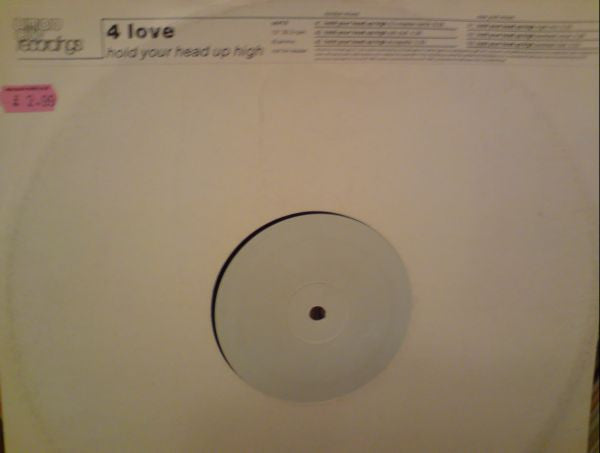 4 Love : Hold Your Head Up High (12", Promo, W/Lbl)