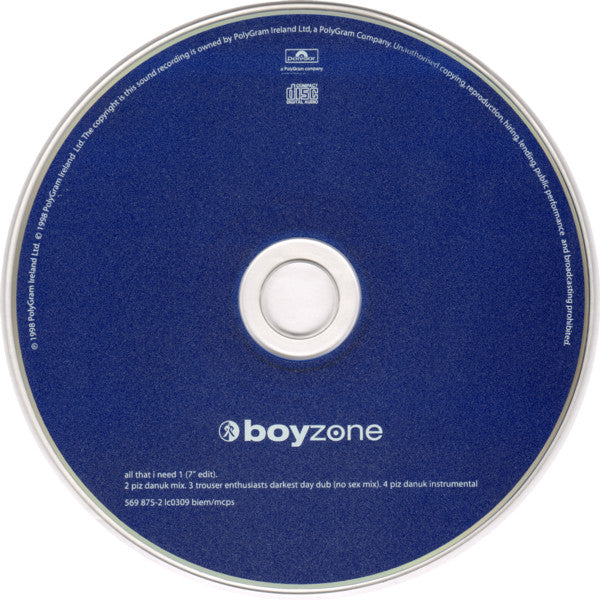 Boyzone : All That I Need (CD, Single, Dig)