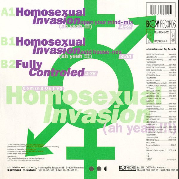 Coming Out '92 : Homosexual Invasion (Ah Yeah !!!) (12")