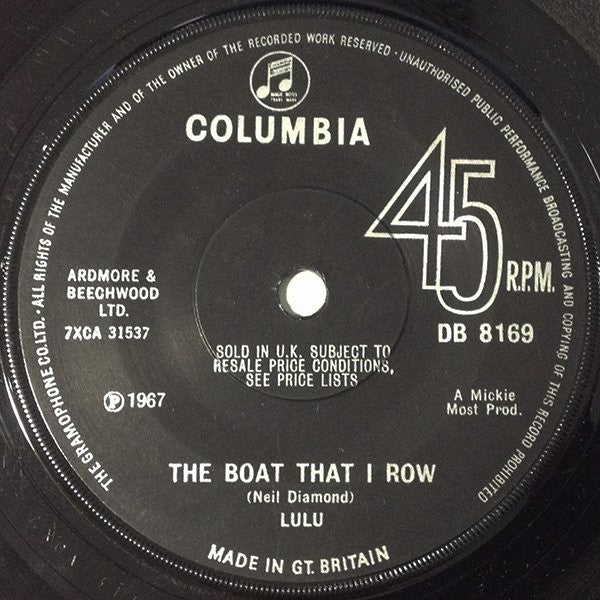 Lulu : The Boat That I Row (7", Sol)