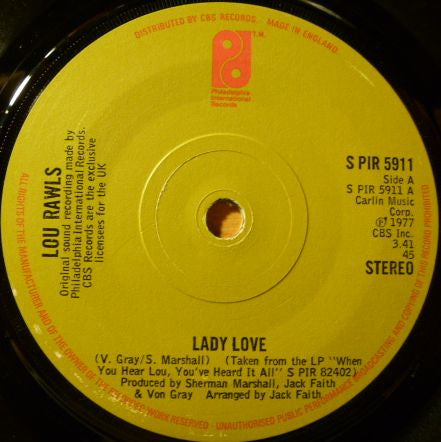 Lou Rawls : Lady Love (7")
