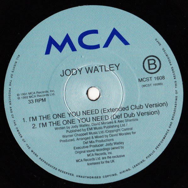 Jody Watley : I'm The One You Need (12")