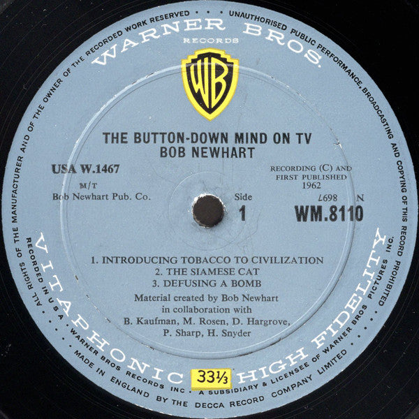 Bob Newhart : The Button-Down Mind On TV (LP, Album, Mono)