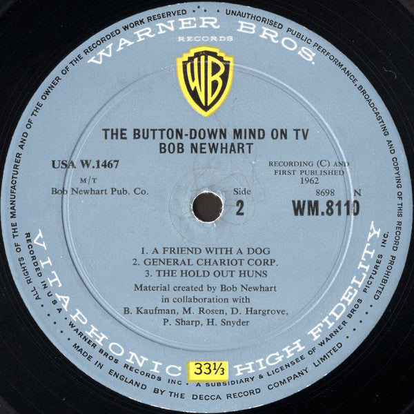 Bob Newhart : The Button-Down Mind On TV (LP, Album, Mono)