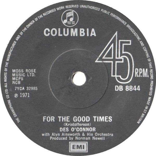 Des O'Connor : For The Good Times (7", Single)