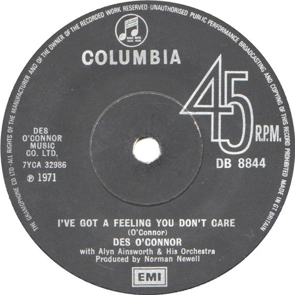 Des O'Connor : For The Good Times (7", Single)
