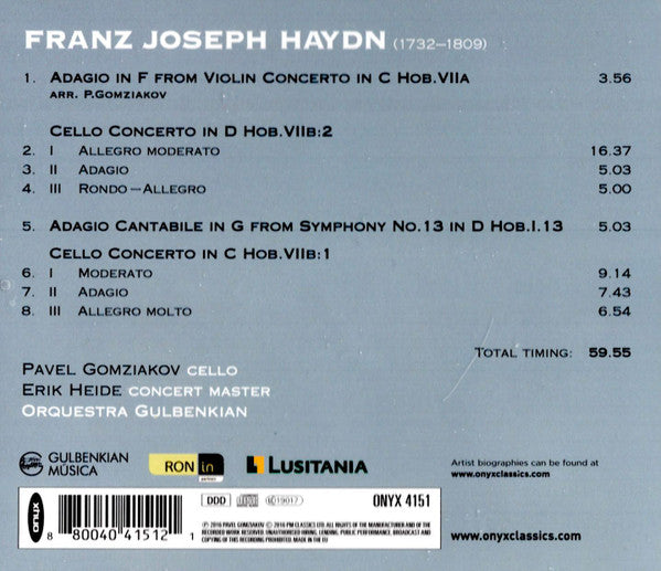 Pavel Gomziakov, Orquestra Gulbenkian* : Haydn Cello Concertos (CD, Album)