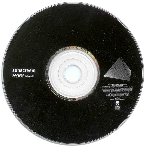 Sunscreem : Secrets (CD, Single, Promo)