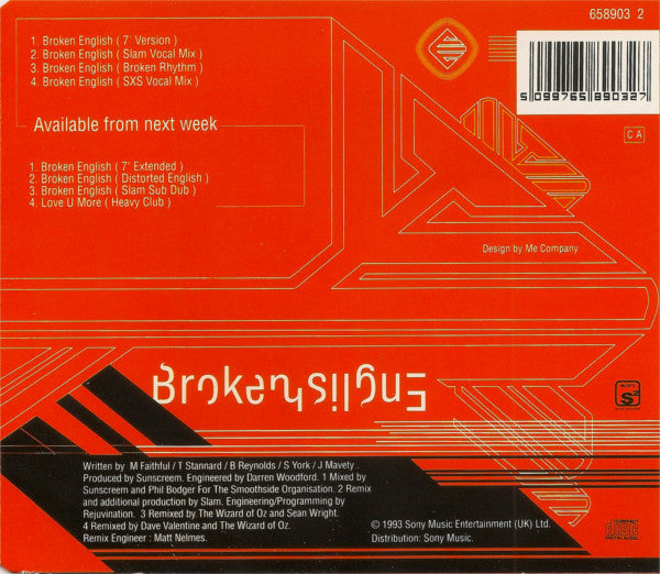 Sunscreem : Broken English (CD, Single, CD1)