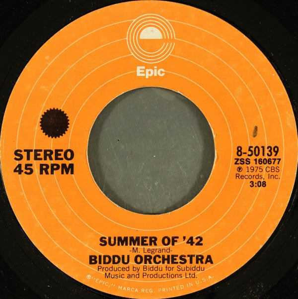 Biddu Orchestra : Summer Of '42 (7", Single, Styrene, Pit)