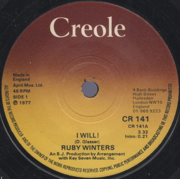 Ruby Winters : I Will! (7")