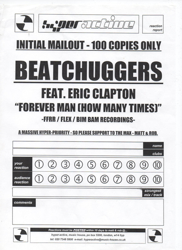 Beatchuggers Featuring Eric Clapton : Forever Man (How Many Times?) (12", Promo)