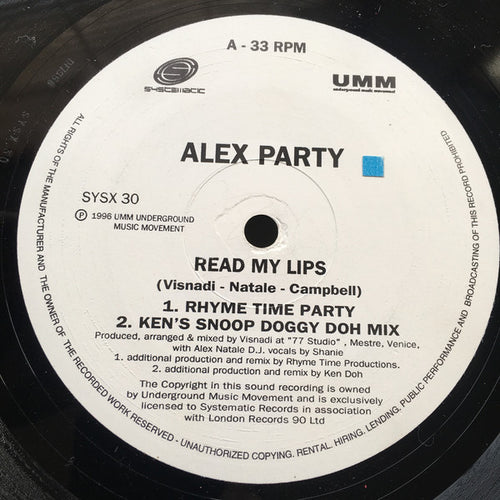 Alex Party : Read My Lips (12")