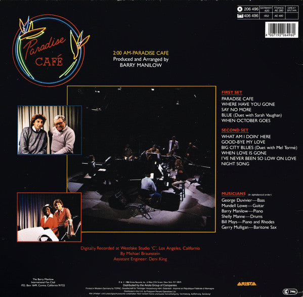 Barry Manilow : 2:00 AM Paradise Cafe (LP, Album)