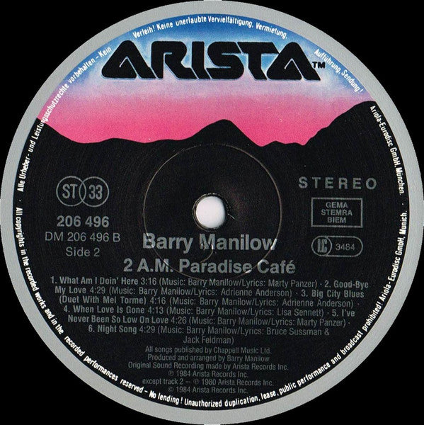 Barry Manilow : 2:00 AM Paradise Cafe (LP, Album)