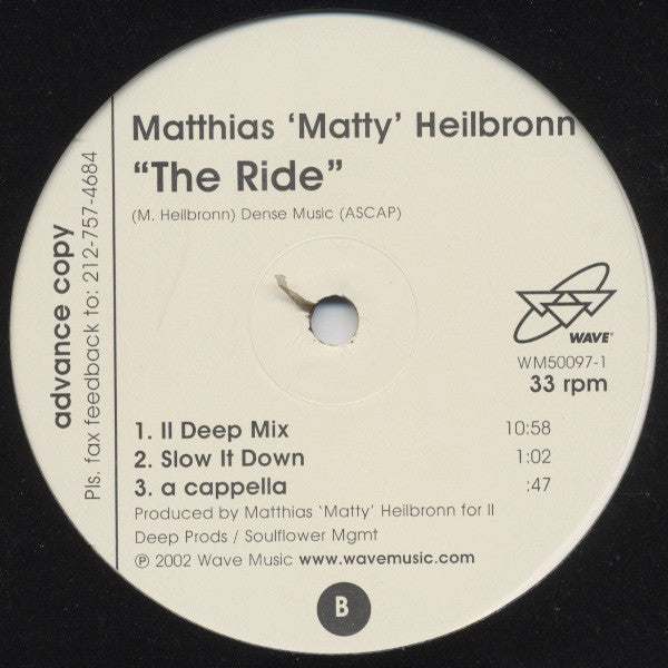Matthias Heilbronn : The Ride (12", Promo)