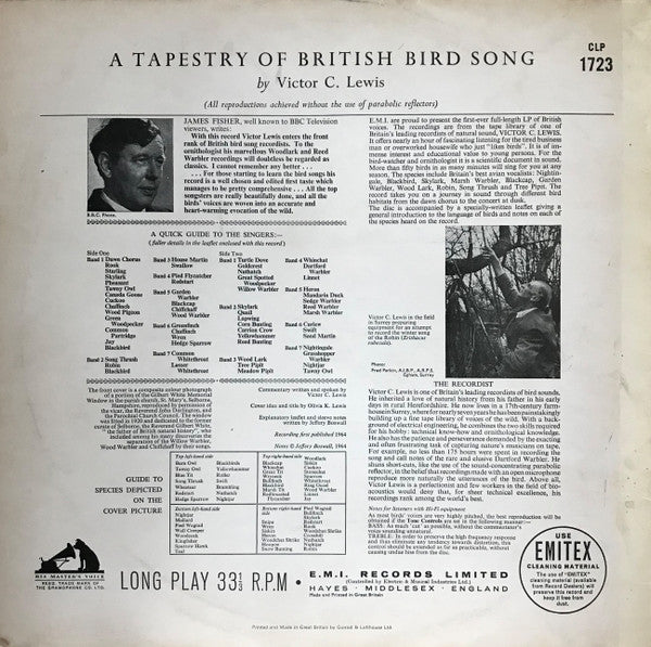 Victor C. Lewis : A Tapestry Of British Bird Song (LP, Mono)