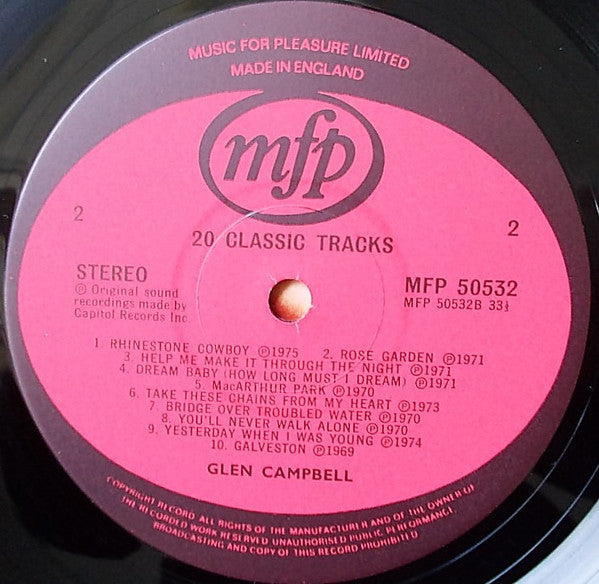 Glen Campbell : 20 Classic Tracks (LP, Album, Comp)