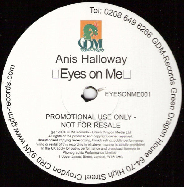 Anis Halloway : Eyes On Me (12", Promo)