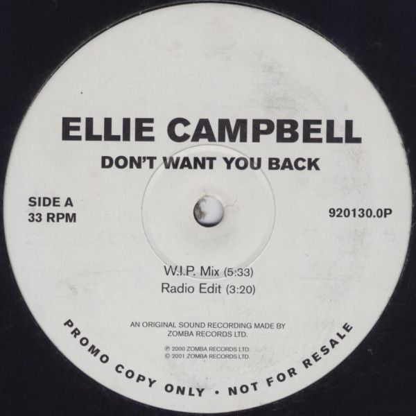 Ellie Campbell : Don't Want You Back (12", Promo)