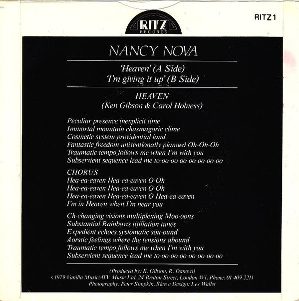 Nancy Nova : Heaven (7", Single)
