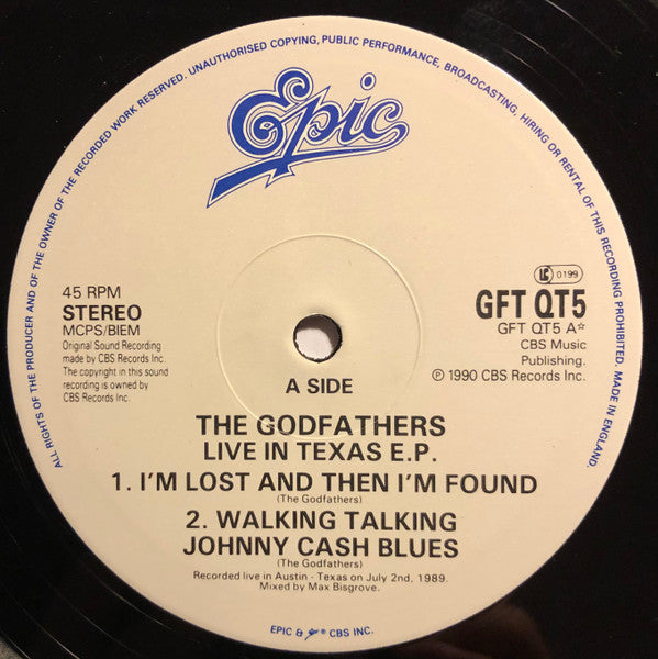 The Godfathers : I’m Lost And Then I’m Found (Live In Texas E.P.) (10", EP, Ltd)