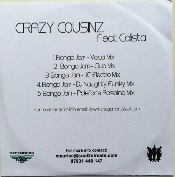 Crazy Cousinz Feat Calista : Bongo Jam (CDr, Advance)