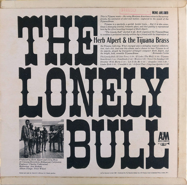 Herb Alpert & The Tijuana Brass : The Lonely Bull (LP, Album, RE)