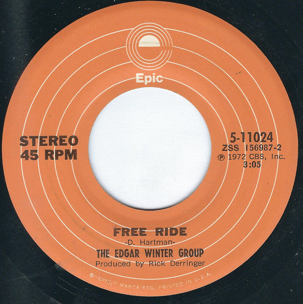The Edgar Winter Group : Free Ride (7", Single, San)