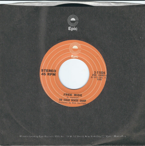 The Edgar Winter Group : Free Ride (7", Single, San)