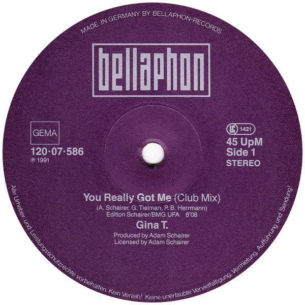 Gina T. : You Really Got Me (12", Maxi)