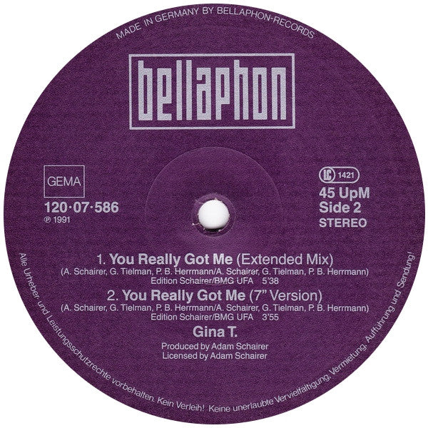 Gina T. : You Really Got Me (12", Maxi)