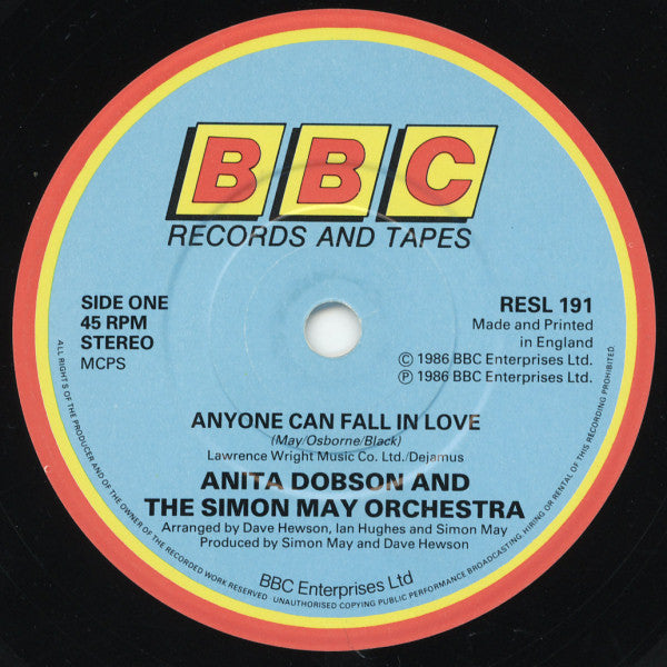 Anita Dobson And The Simon May Orchestra : Anyone Can Fall In Love (7", Single, Pic)