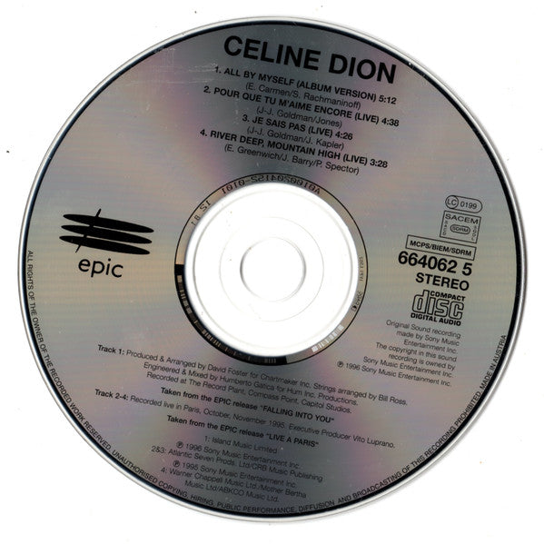 Céline Dion : All By Myself (CD, Single)