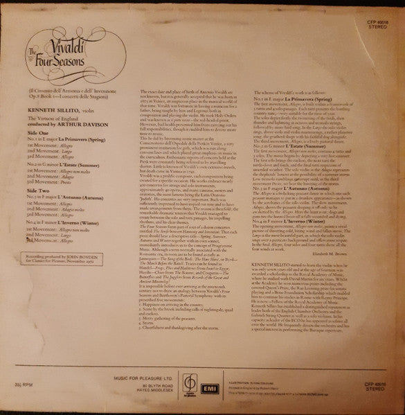 Antonio Vivaldi, Kenneth Sillito, The Virtuosi Of England · Arthur Davison : The Four Seasons (LP, RE)