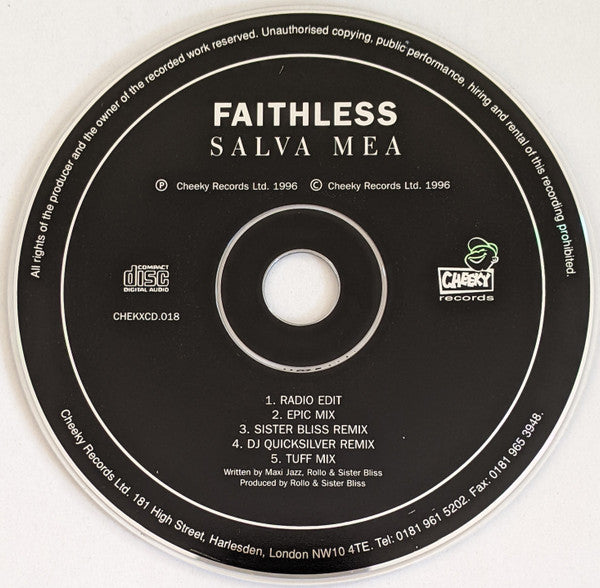 Faithless : Salva Mea (CD, Single, RE)