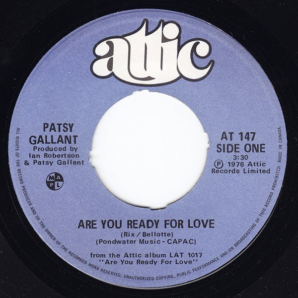 Patsy Gallant : Are You Ready For Love (7")