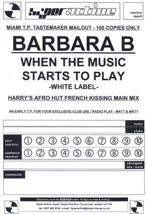Barbara B : When The Music Starts To Play (12", S/Sided, Ltd, TP, W/Lbl)