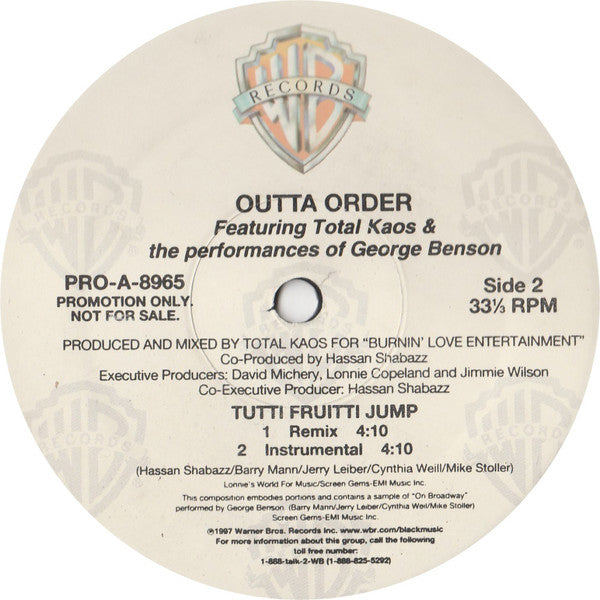 Outta Order Featuring Total Kaos & The Performances Of George Benson : Tutti Fruitti Jump (12", Promo)
